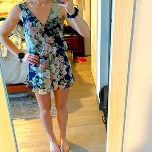 Navy blue floral romper
